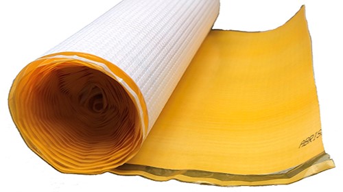 Ondervloer Spemi oranje 10db TUV voor vloerverwarming en vloerkoeling.