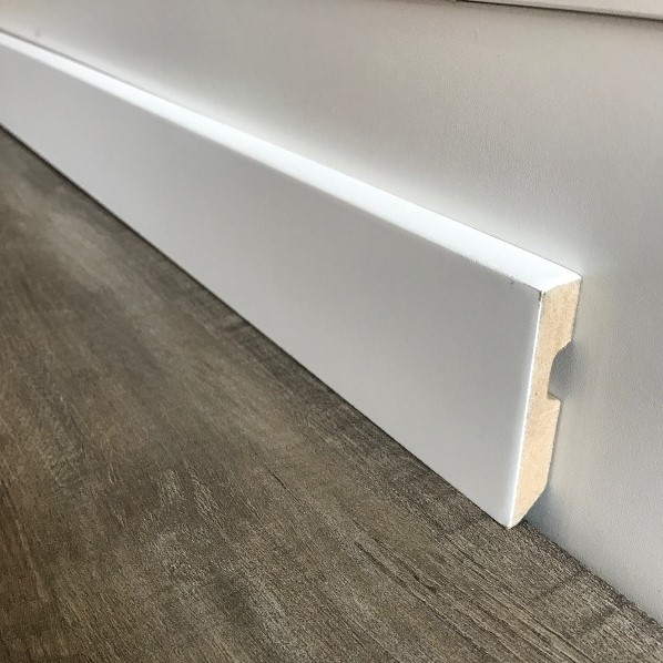 Gegronde witte MDF plint x 225cm recht | Laminaat, parket en pvc vloeren