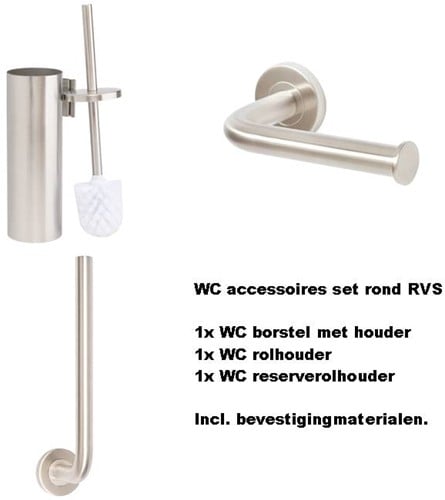 Wc accessoires set RVS rond