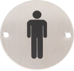 Wc pictogram mannen RVS rond