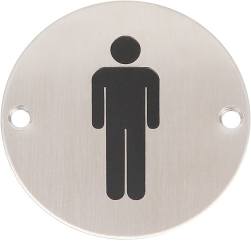Wc pictogram mannen RVS rond