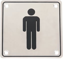 Wc pictogram mannen RVS vierkant