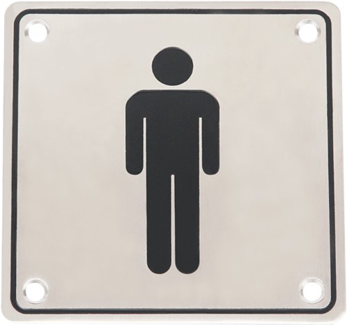 Wc pictogram mannen RVS vierkant