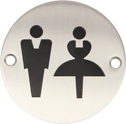 Wc pictogram mannen & vrouwen RVS rond