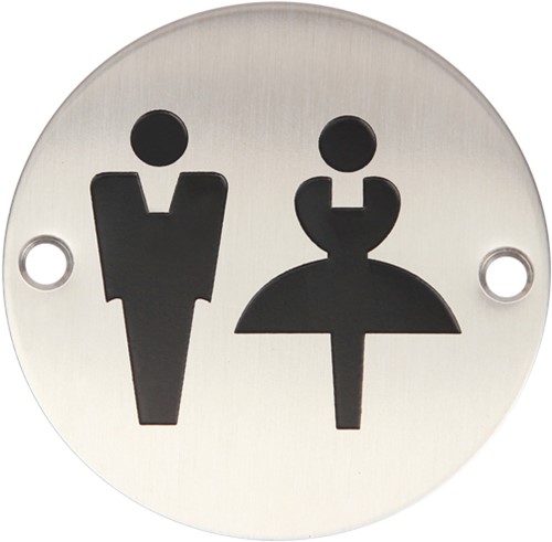Wc pictogram mannen & vrouwen RVS rond