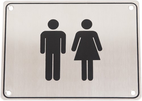 Wc pictogram mannen & vrouwen RVS vierkant