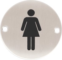 Wc pictogram vrouwen RVS rond