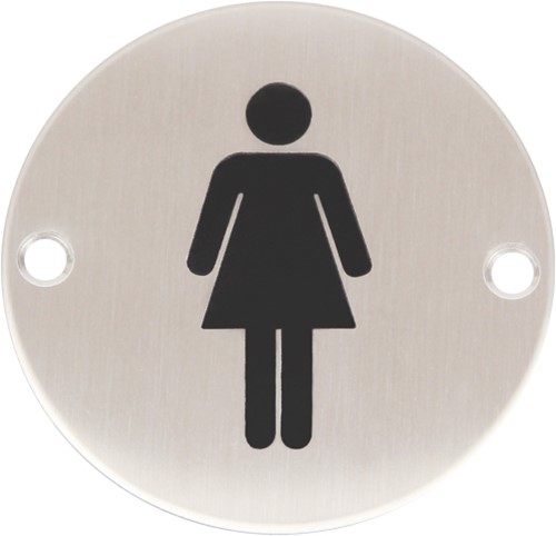 Wc pictogram vrouwen RVS rond