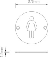 Wc pictogram vrouwen RVS rond-2