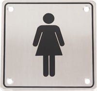 Wc pictogram vrouwen RVS vierkant